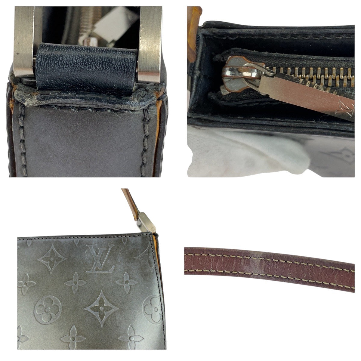 15198
LOUIS VUITTON ルイ ヴィトン モノグラムマット ファウラー グレー シルバー金具 レザー M55145 ショルダーバッグ アクセサリーポーチ  レディース