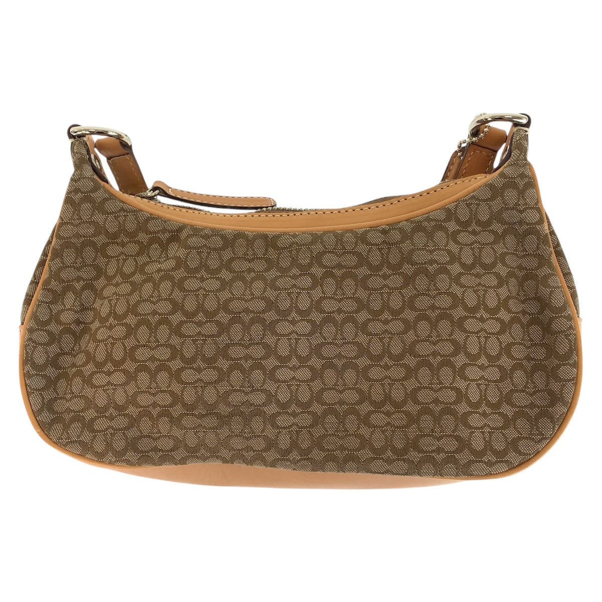 15199
COACH コーチ ミニシグネチャー ベージュ シルバー金具 キャンバス / レザー ショルダーバッグ ポシェット レディース AB5