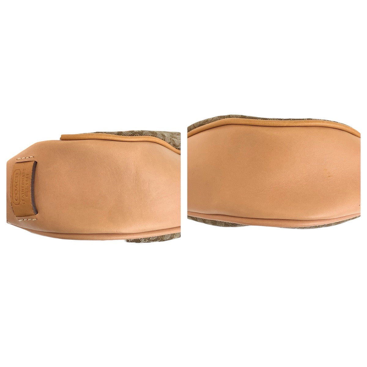 15199
COACH コーチ ミニシグネチャー ベージュ シルバー金具 キャンバス / レザー ショルダーバッグ ポシェット レディース AB5