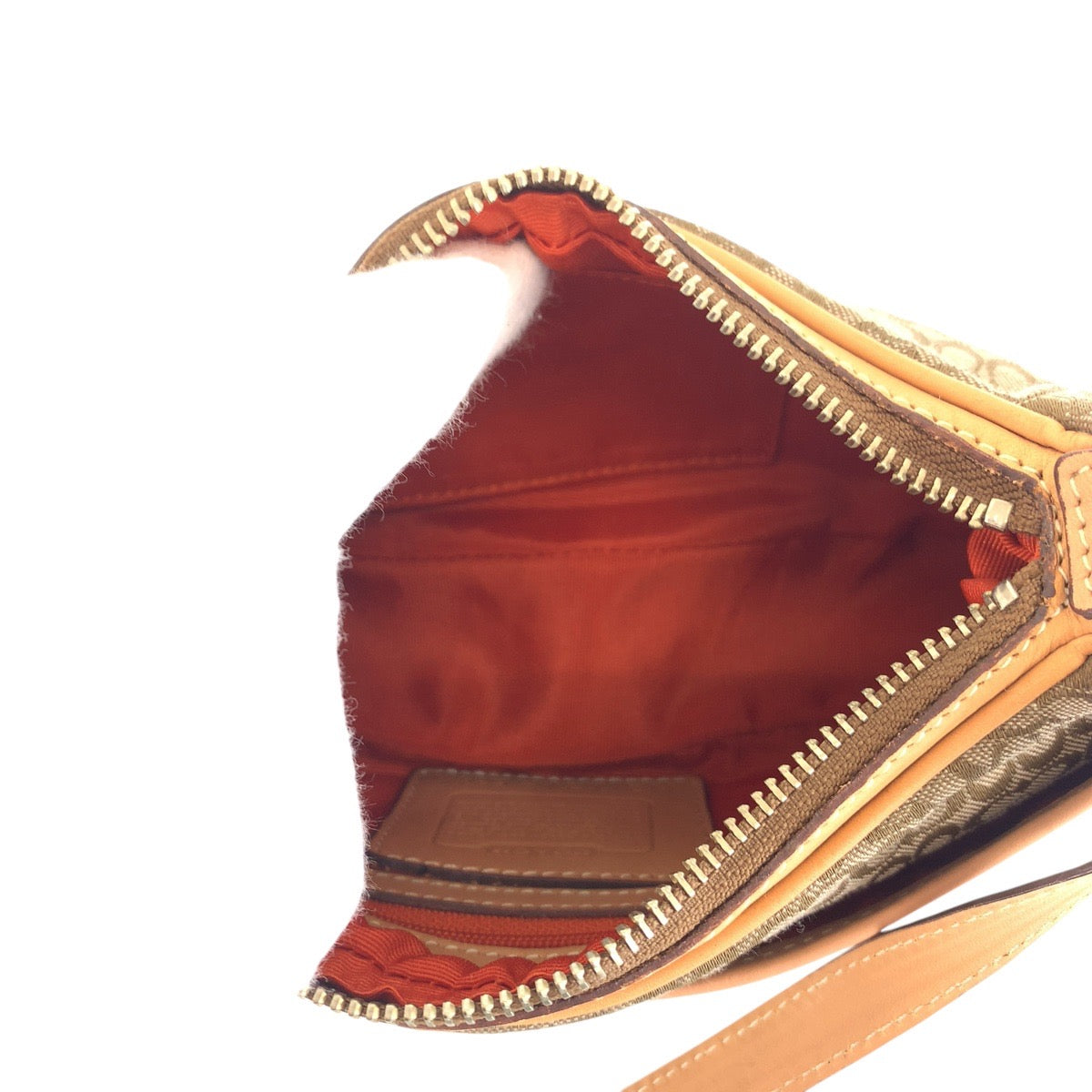 15199
COACH コーチ ミニシグネチャー ベージュ シルバー金具 キャンバス / レザー ショルダーバッグ ポシェット レディース AB5