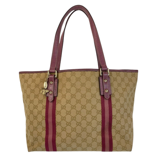 15204
GUCCI グッチ シェリーライン ベージュ ピンク ゴールド金具 GGキャンバス 139260 トートバッグ ショルダーバッグ  レディース