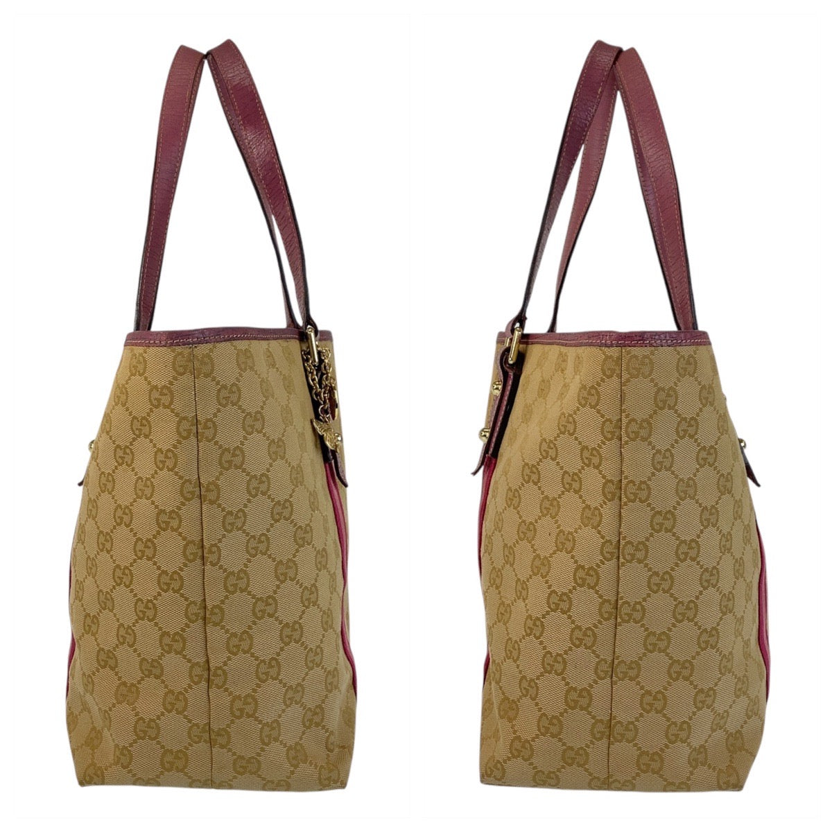 15204
GUCCI グッチ シェリーライン ベージュ ピンク ゴールド金具 GGキャンバス 139260 トートバッグ ショルダーバッグ  レディース