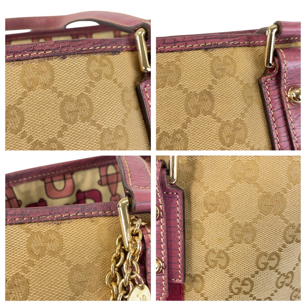15204
GUCCI グッチ シェリーライン ベージュ ピンク ゴールド金具 GGキャンバス 139260 トートバッグ ショルダーバッグ  レディース