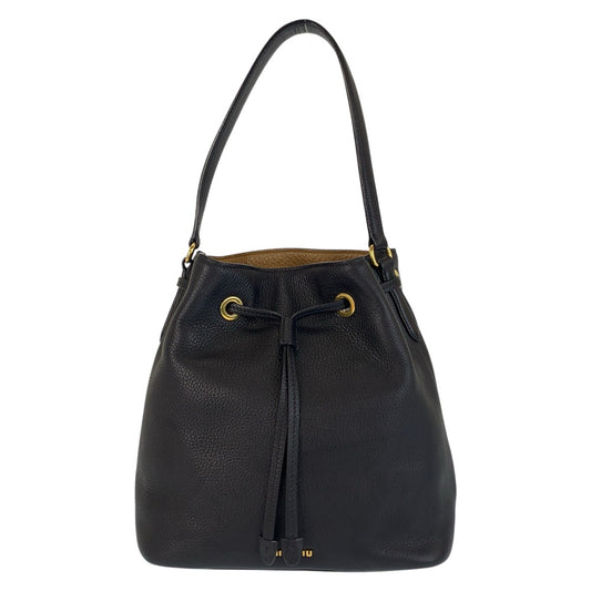 15205
Miu Miu ミュウ ミュウ ブラック 黒 ゴールド金具 レザー ショルダーバッグ  レディース