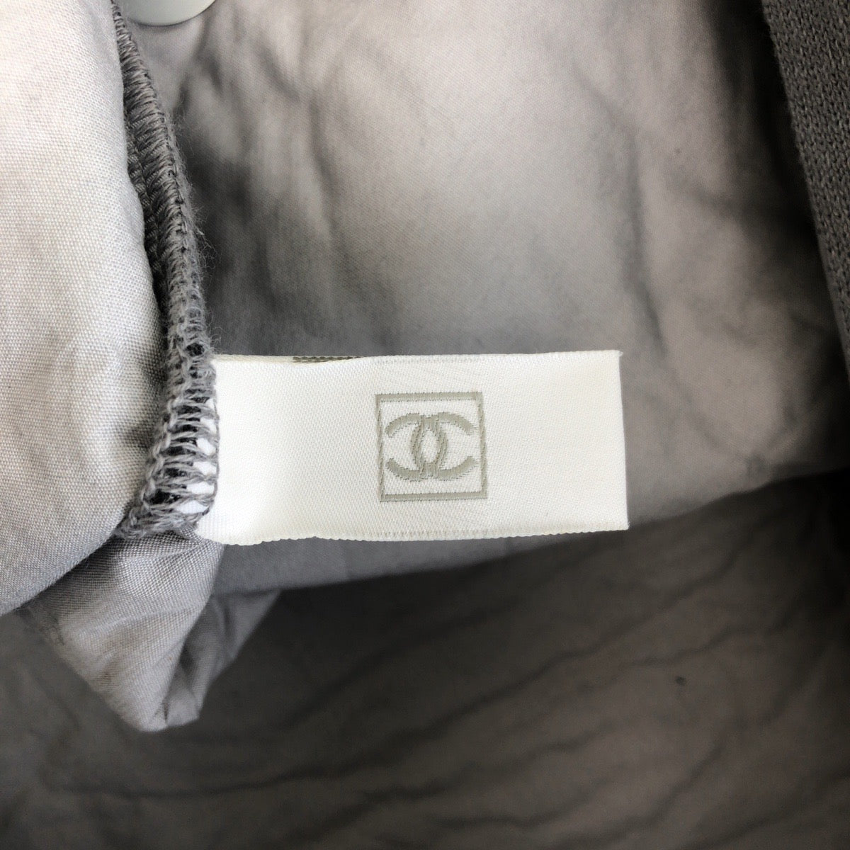 15206
CHANEL シャネル ココマーク グレー ホワイト シルバー金具 パイル トートバッグ ビーチバッグ  レディース