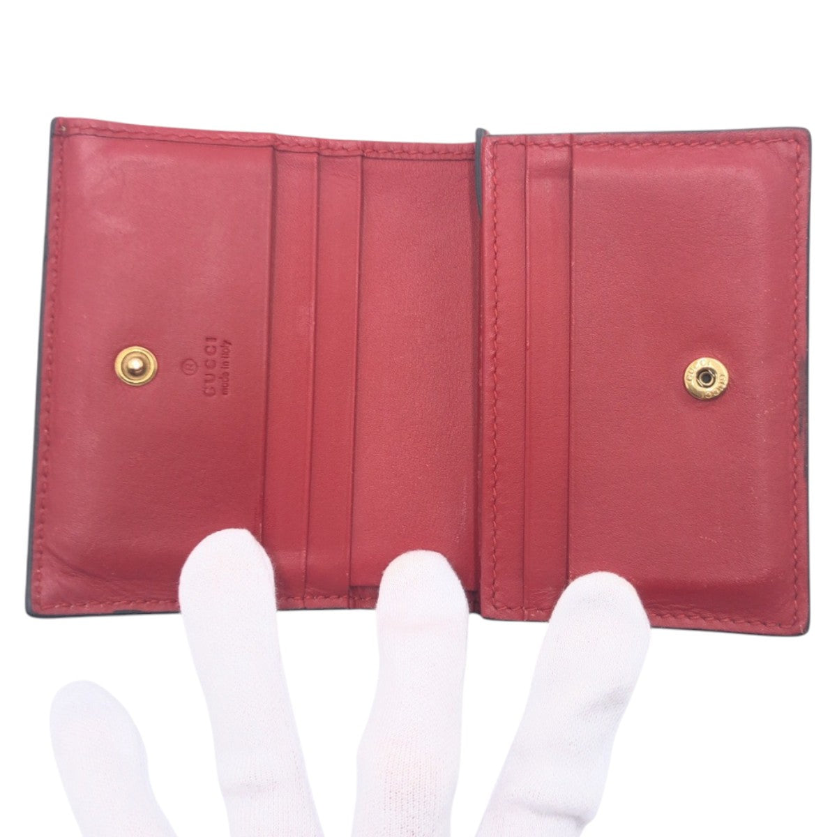 15207
GUCCI グッチ GGスプリーム チェリー ブラウン ピンク PVC 折財布 コンパクトウォレット  レディース
