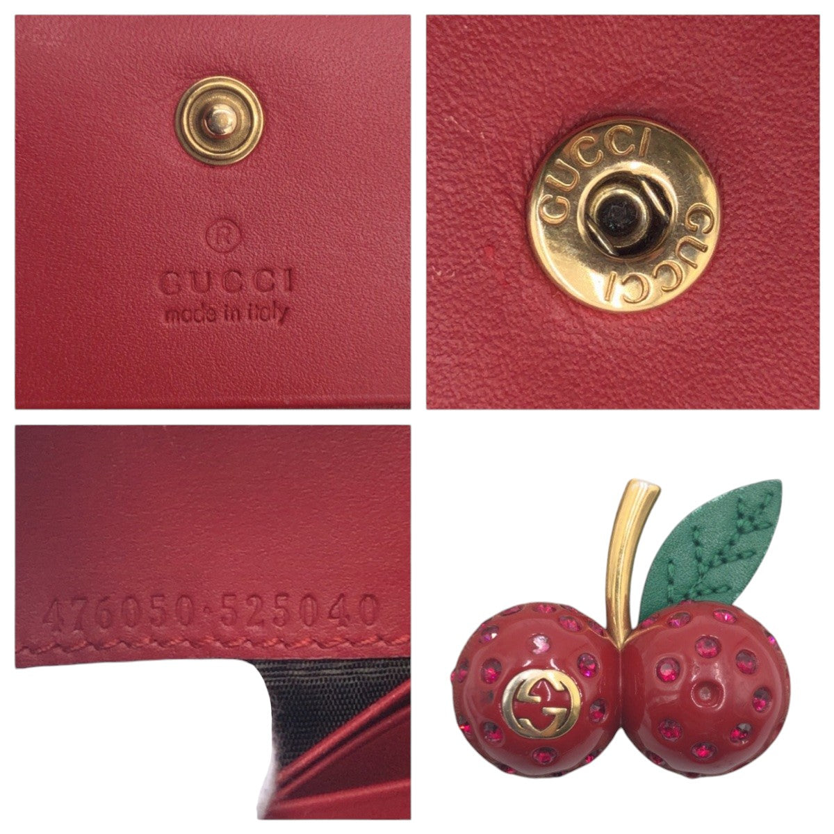 15207
GUCCI グッチ GGスプリーム チェリー ブラウン ピンク PVC 折財布 コンパクトウォレット  レディース