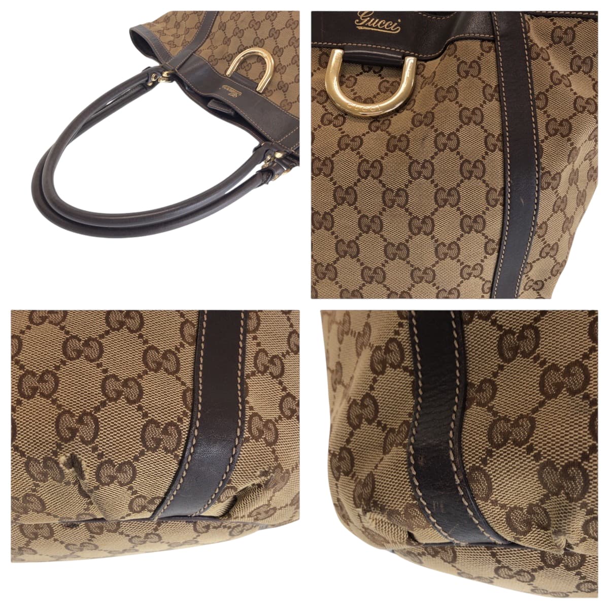 15211
GUCCI グッチ ブラウン ゴールド金具 GGキャンバス 241982 トートバッグ ハンドバッグ  レディース