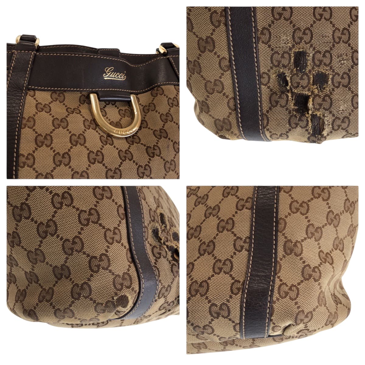 15211
GUCCI グッチ ブラウン ゴールド金具 GGキャンバス 241982 トートバッグ ハンドバッグ  レディース