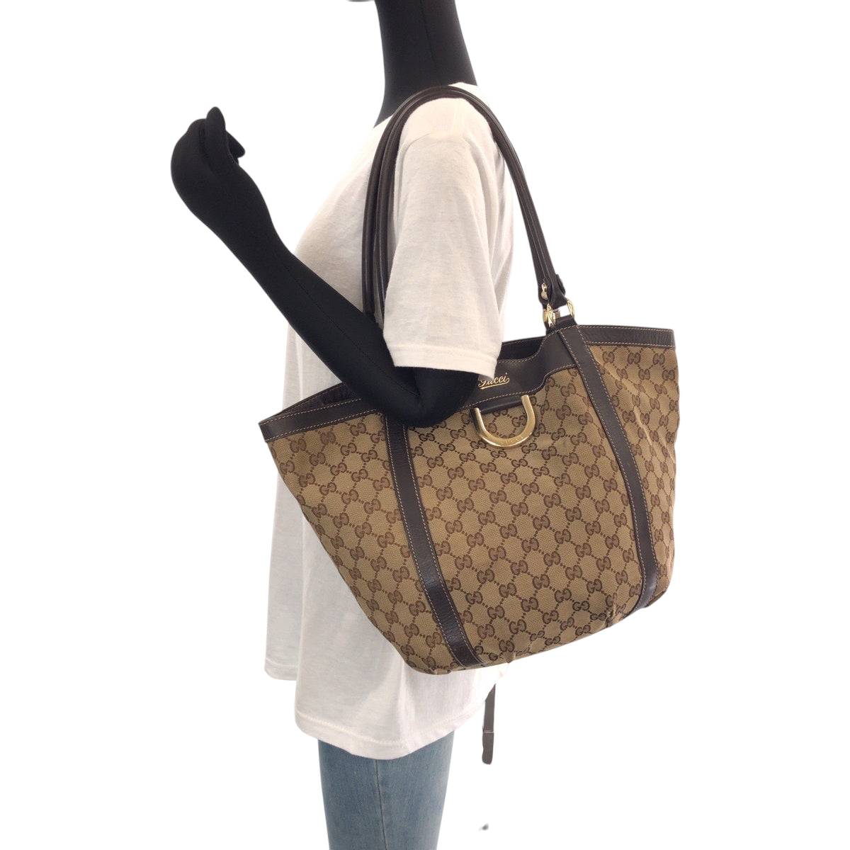 15211
GUCCI グッチ ブラウン ゴールド金具 GGキャンバス 241982 トートバッグ ハンドバッグ  レディース