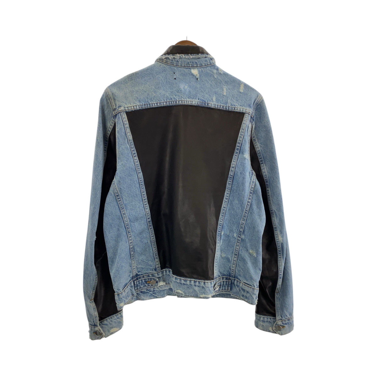 15215
AMIRI アミリ サイズL ブルー ブラック 黒 シルバー金具 デニム / レザー MOTRK LPL デニムジャケット バイカラー  メンズ
