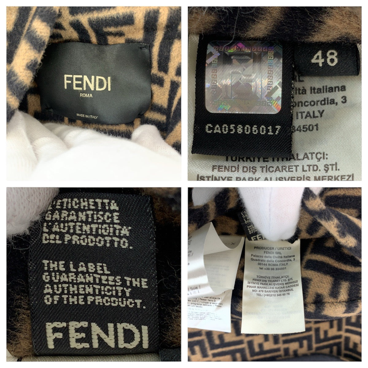 15216
FENDI フェンディ ズッカ リバーシブル サイズ48 ブラック ブラウン ウール ダッフルコート  メンズ
