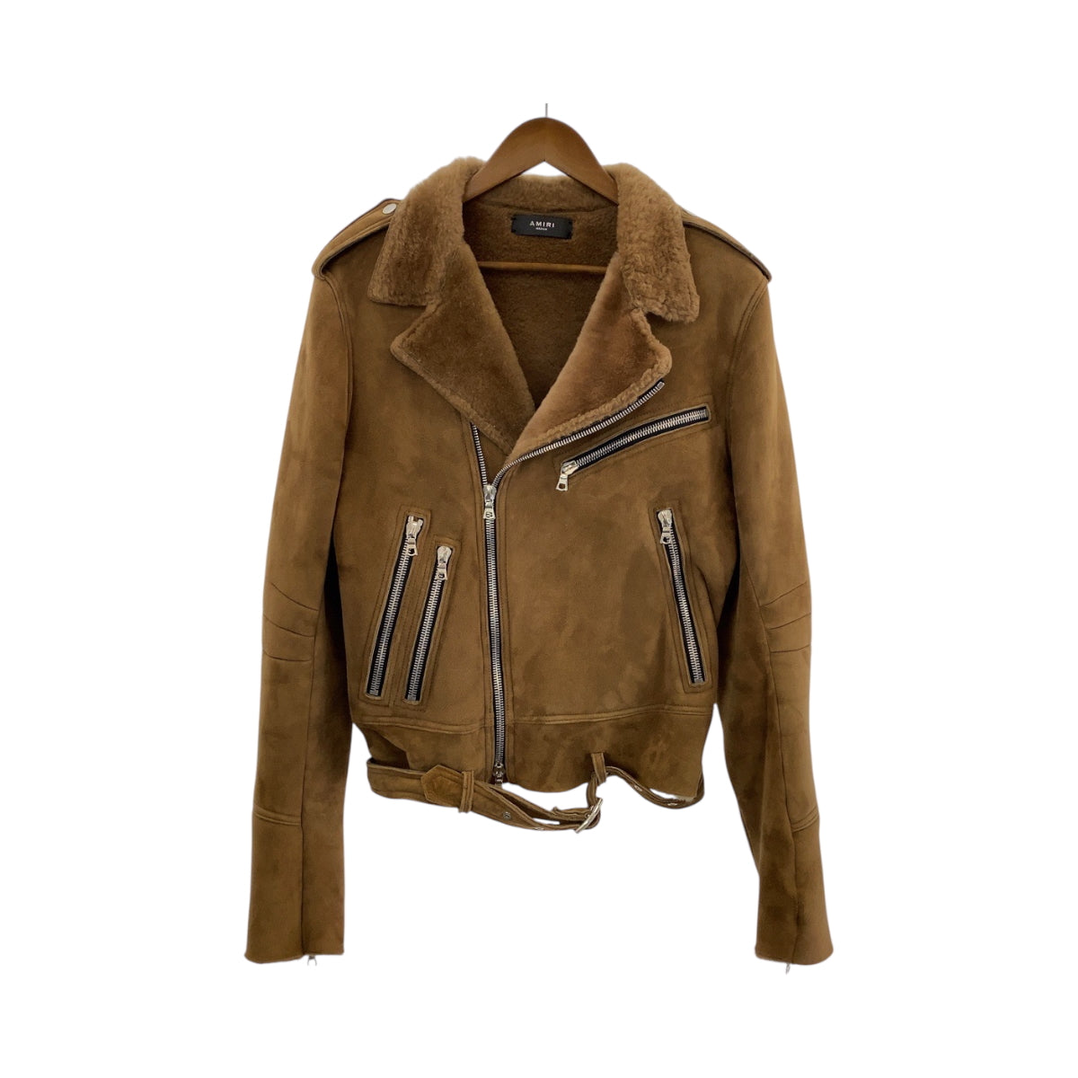 15217
AMIRI アミリ シープムートンレザーライダース サイズ38 ブラウン シルバー金具 ムートン MOBIK SHR ライダースジャケット ムートンジャケット  レディース A65
