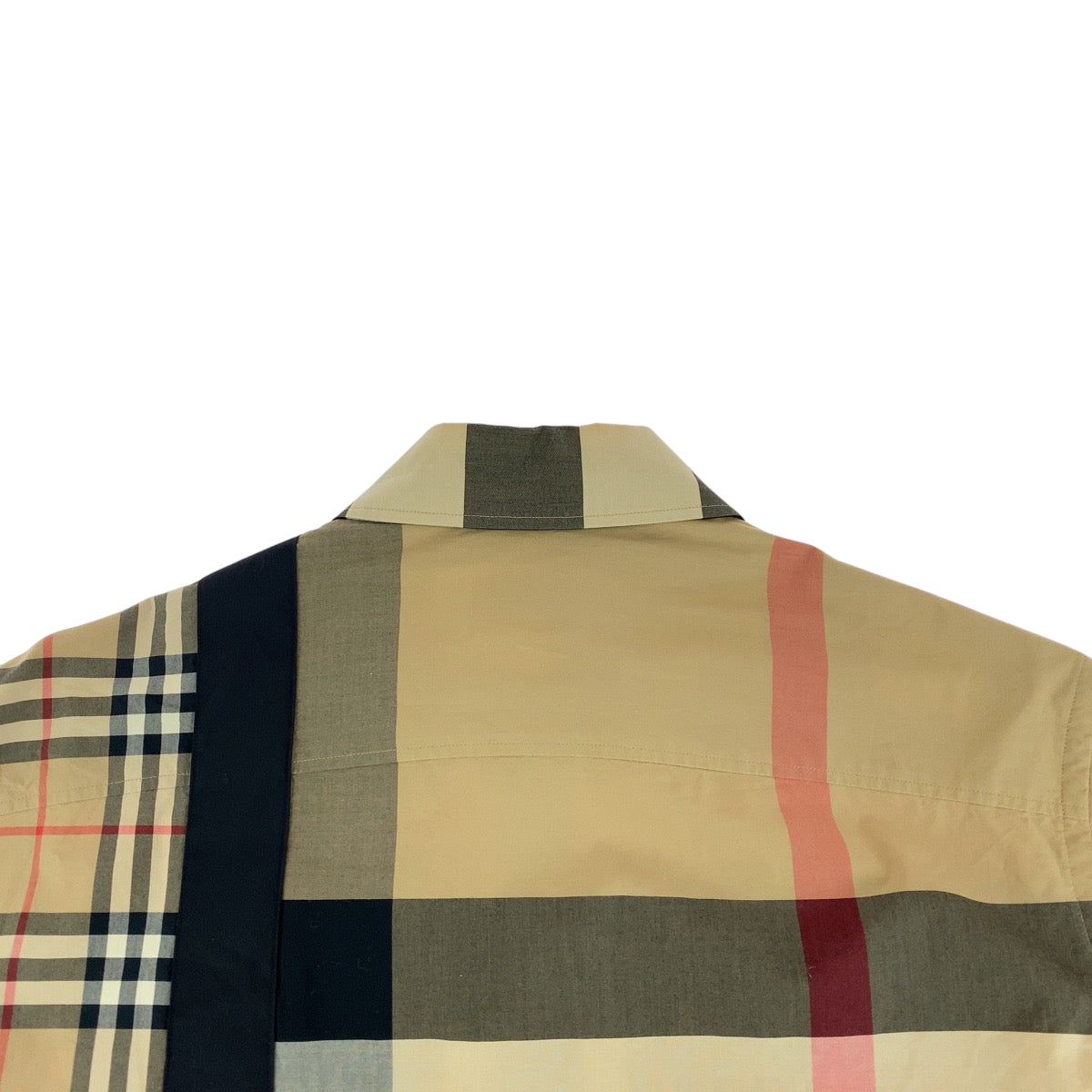 15218
BURBERRY バーバリー チェック柄 ロゴプリントパッチワーク サイズXS ブラウン マルチカラー コットン 長袖シャツ  メンズ