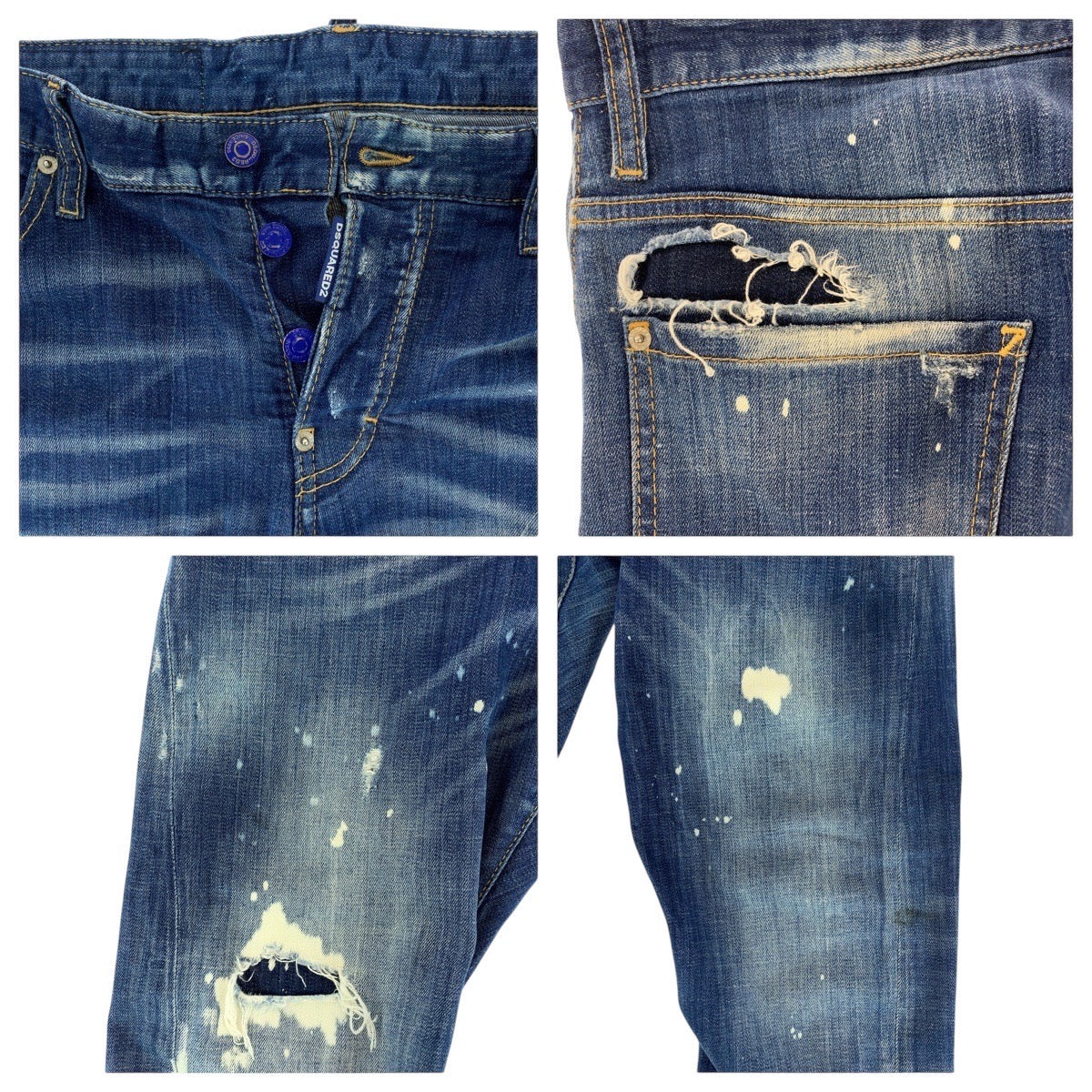 15221
DSQUARED2 ディースクエアード ダメージ加工 ペイント サイズ46 デニム デニムパンツ ジーンズ  メンズ