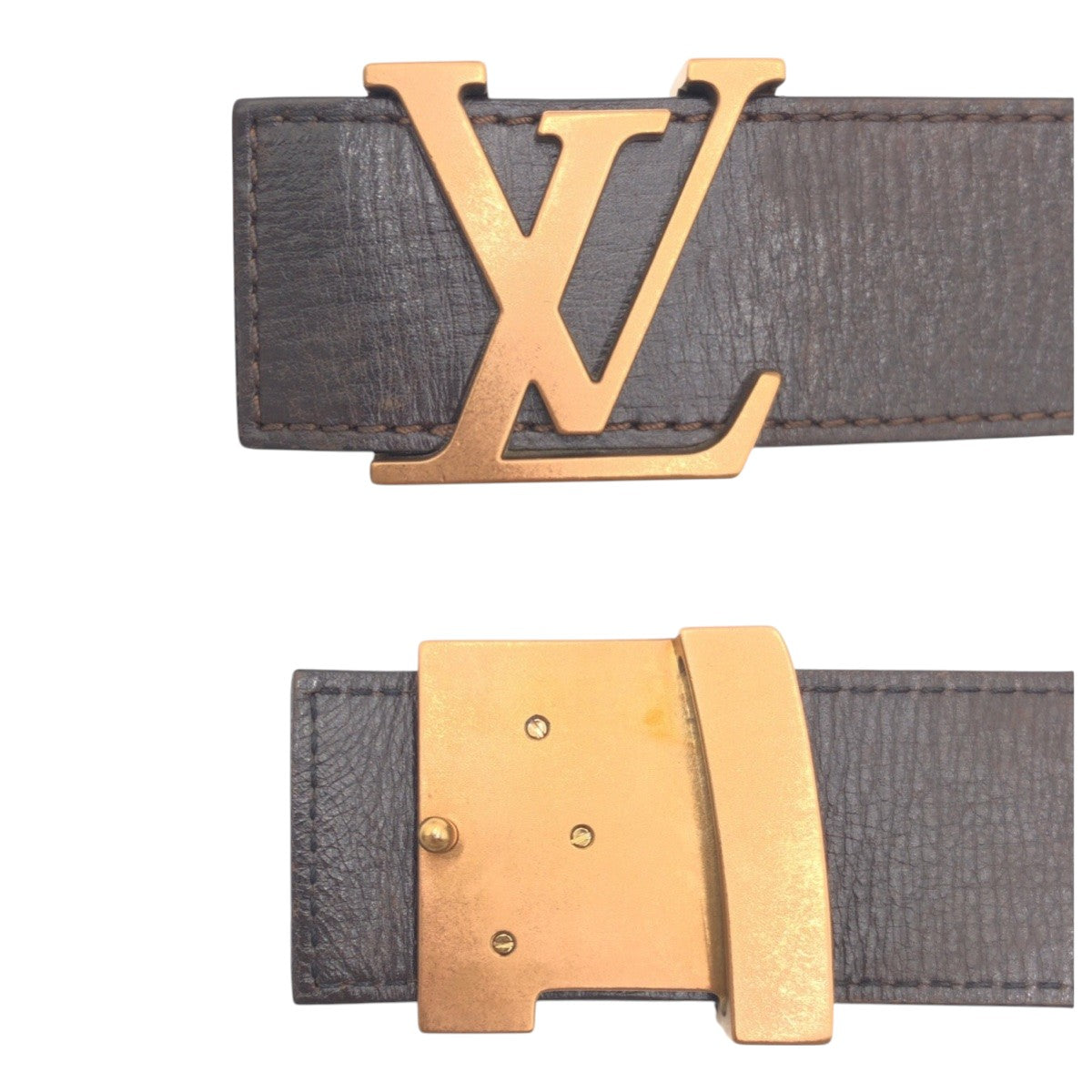 15230
LOUIS VUITTON ルイヴィトン サンチュール LVイニシアル ブラウン ゴールド レザー M6902 ベルト  メンズ