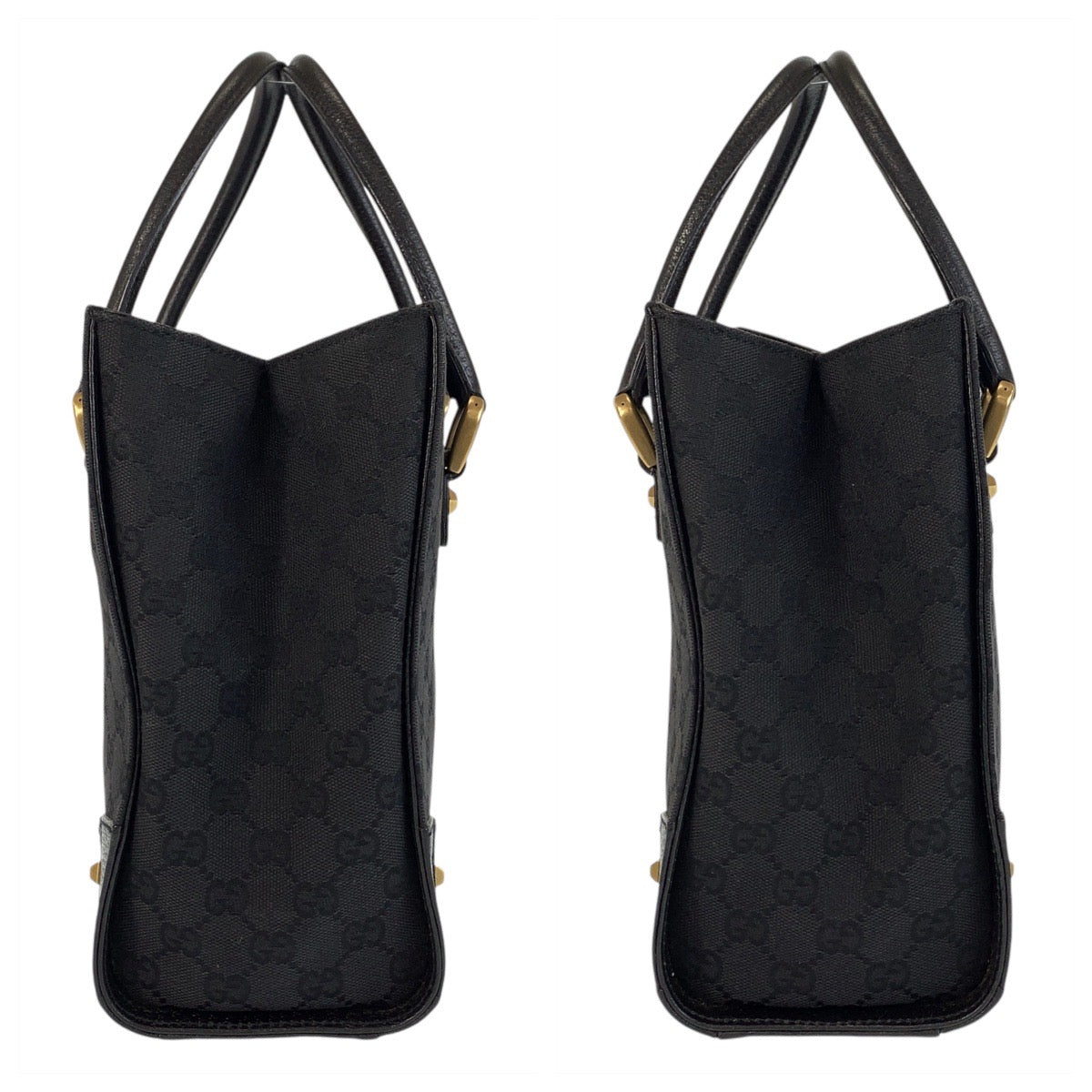 15231
GUCCI グッチ ブラック 黒 ゴールド金具 GGキャンバス / レザー 120895 トートバッグ ハンドバッグ  レディース