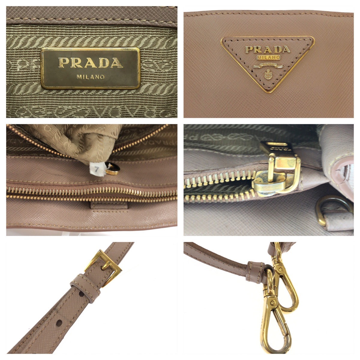 15232
PRADA プラダ サフィアーノ ガリレア ピンク ゴールド金具 レザー BN1874 トートバッグ ショルダーバッグ ハンドバッグ 2way  レディース AB48