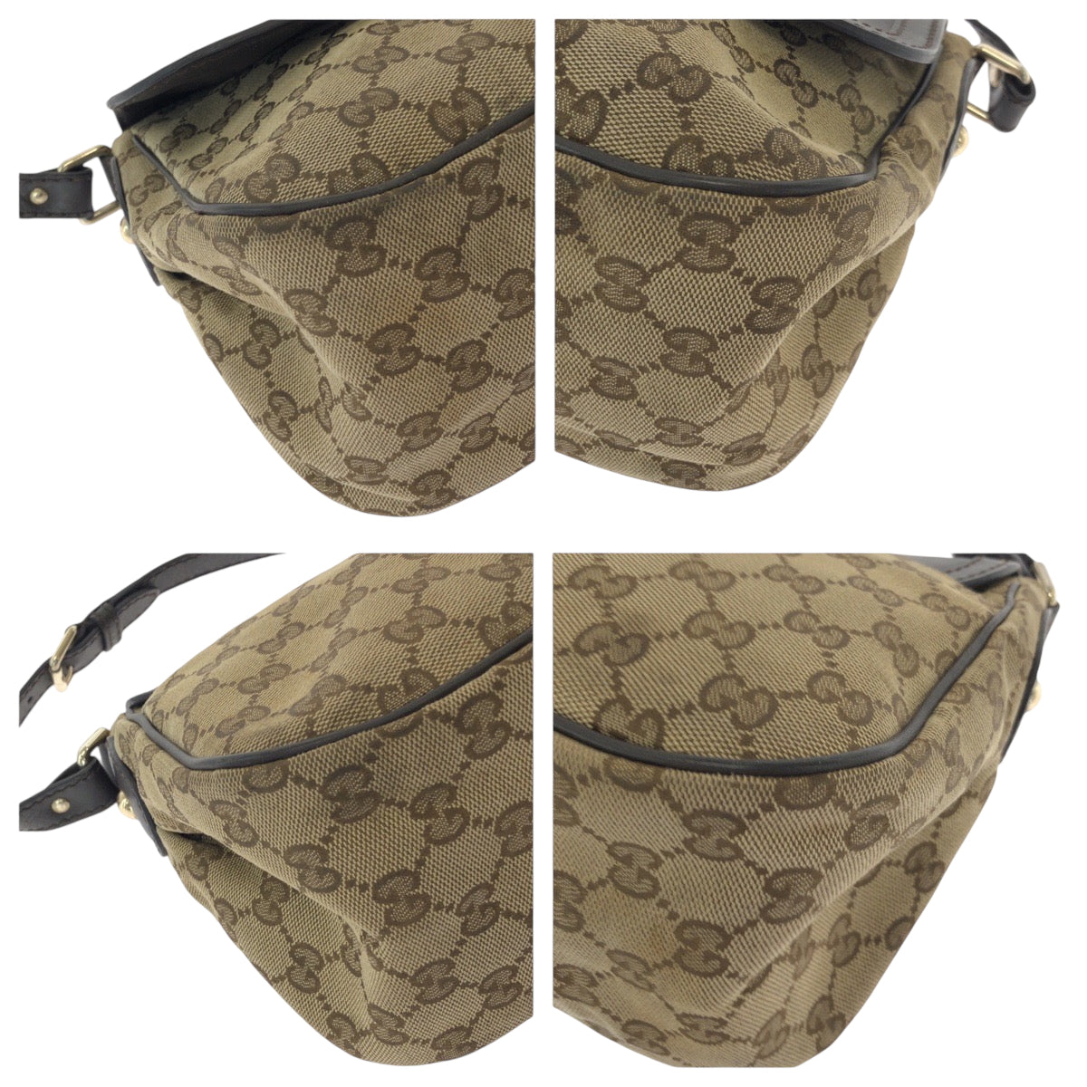 15233
GUCCI グッチ スーキー ブラウン ベージュ ゴールド金具 GGキャンバス / レザー 308452 ショルダーバッグ ポシェット  レディース