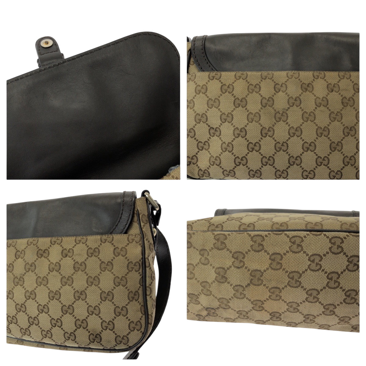 15233
GUCCI グッチ スーキー ブラウン ベージュ ゴールド金具 GGキャンバス / レザー 308452 ショルダーバッグ ポシェット  レディース