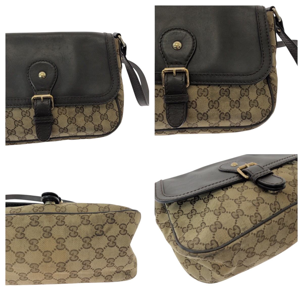 15233
GUCCI グッチ スーキー ブラウン ベージュ ゴールド金具 GGキャンバス / レザー 308452 ショルダーバッグ ポシェット  レディース