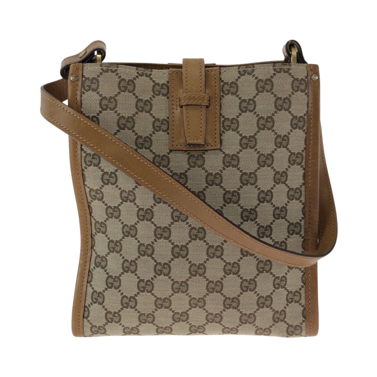 15234
GUCCI グッチ ベージュ ブラウン ゴールド金具 GGキャンバス 110292 ショルダーバッグ ポシェット  レディース