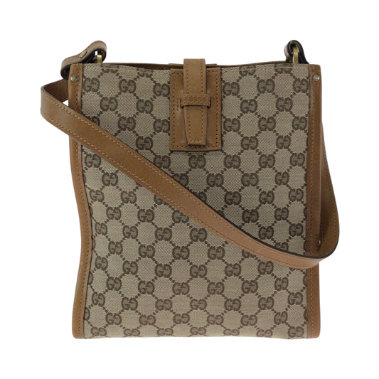 15234
GUCCI グッチ ベージュ ブラウン ゴールド金具 GGキャンバス 110292 ショルダーバッグ ポシェット  レディース