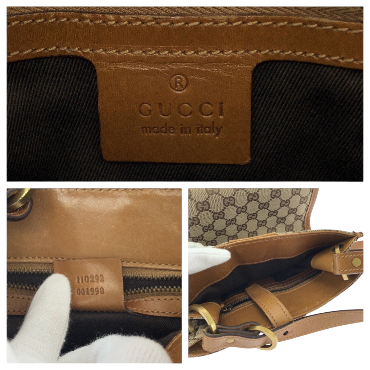 15234
GUCCI グッチ ベージュ ブラウン ゴールド金具 GGキャンバス 110292 ショルダーバッグ ポシェット  レディース