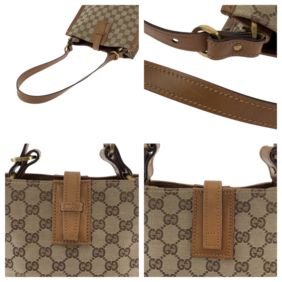 15234
GUCCI グッチ ベージュ ブラウン ゴールド金具 GGキャンバス 110292 ショルダーバッグ ポシェット  レディース