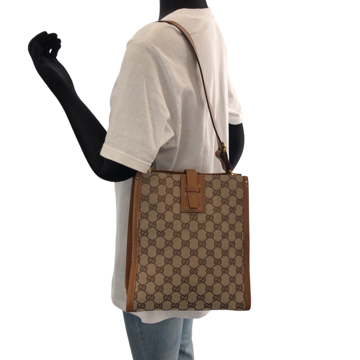 15234
GUCCI グッチ ベージュ ブラウン ゴールド金具 GGキャンバス 110292 ショルダーバッグ ポシェット  レディース