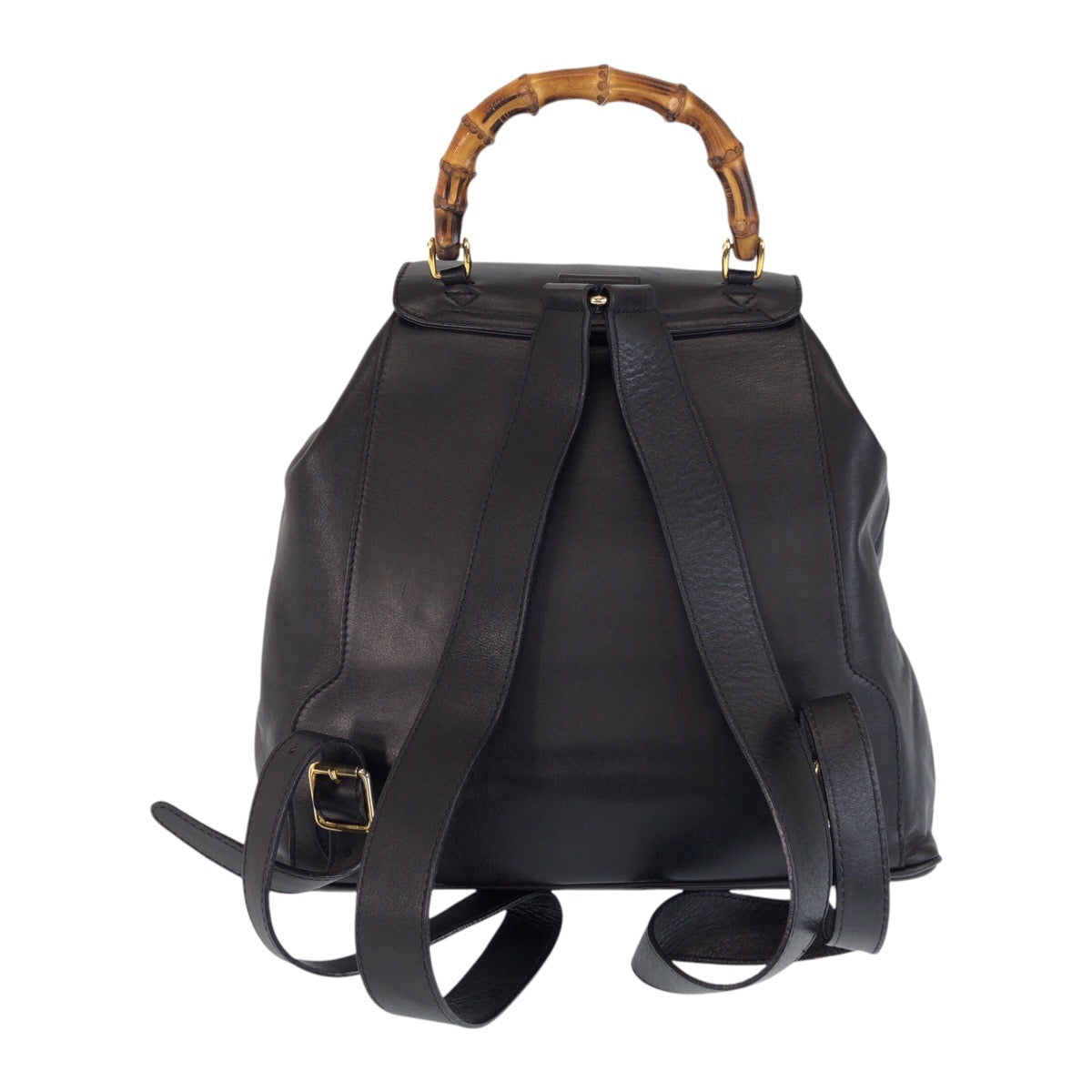 15235
GUCCI グッチ バンブー ブラック ゴールド金具 レザー 003 2058 0016 リュック バックパック  レディース