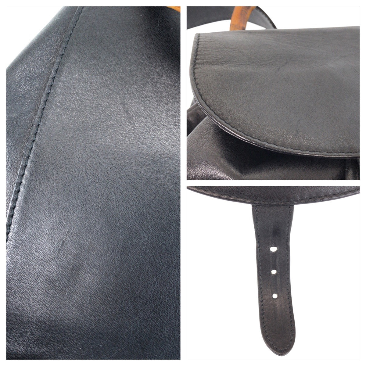 15235
GUCCI グッチ バンブー ブラック ゴールド金具 レザー 003 2058 0016 リュック バックパック  レディース