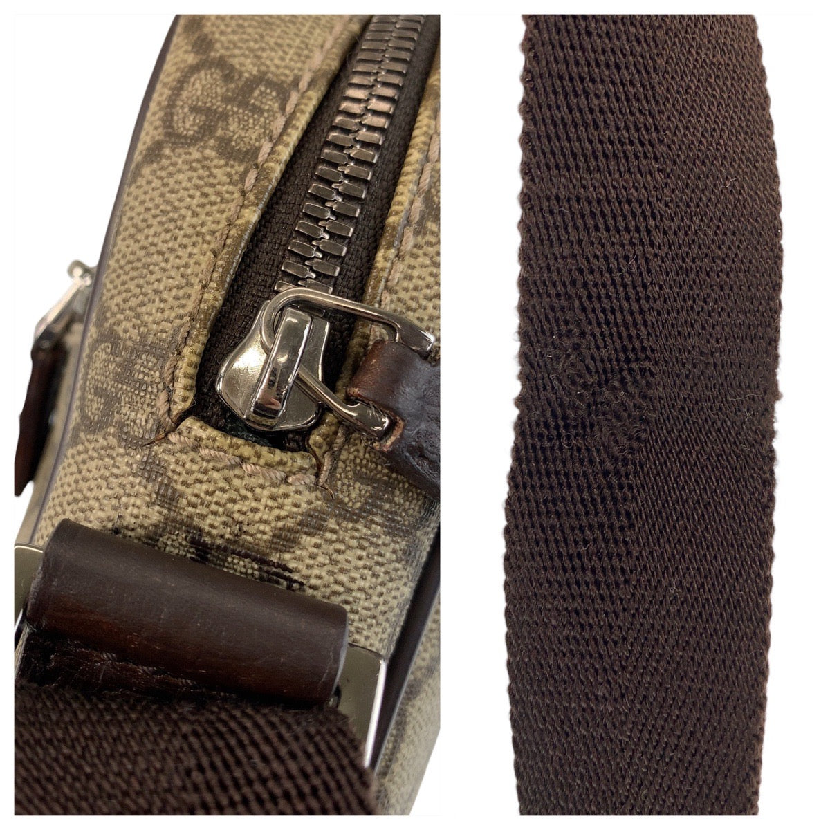 15236
GUCCI グッチ ベージュ ブラウン GGスプリームキャンバス / レザー 101680 ショルダーバッグ ポシェット  レディース ABP23