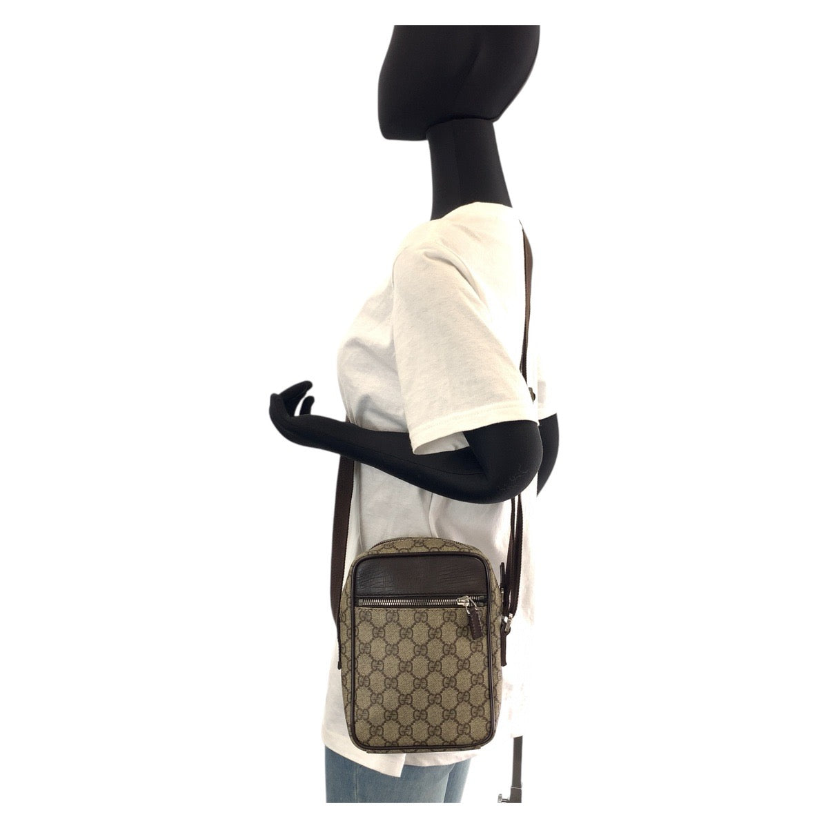 15236
GUCCI グッチ ベージュ ブラウン GGスプリームキャンバス / レザー 101680 ショルダーバッグ ポシェット  レディース ABP23