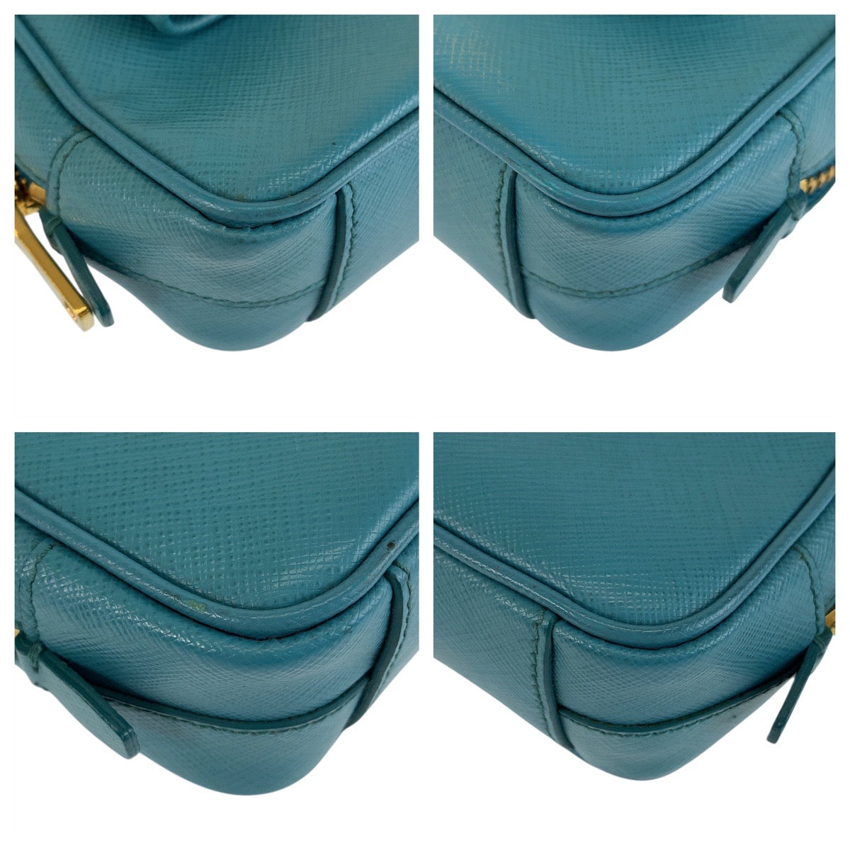 15238
PRADA プラダ サフィアーノ ライトブルー ゴールド金具 レザー ショルダーバッグ ポシェット  レディース