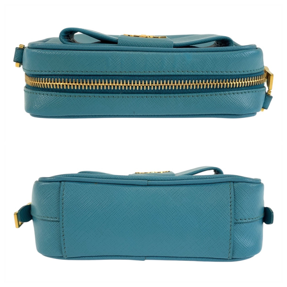 15238
PRADA プラダ サフィアーノ ライトブルー ゴールド金具 レザー ショルダーバッグ ポシェット  レディース