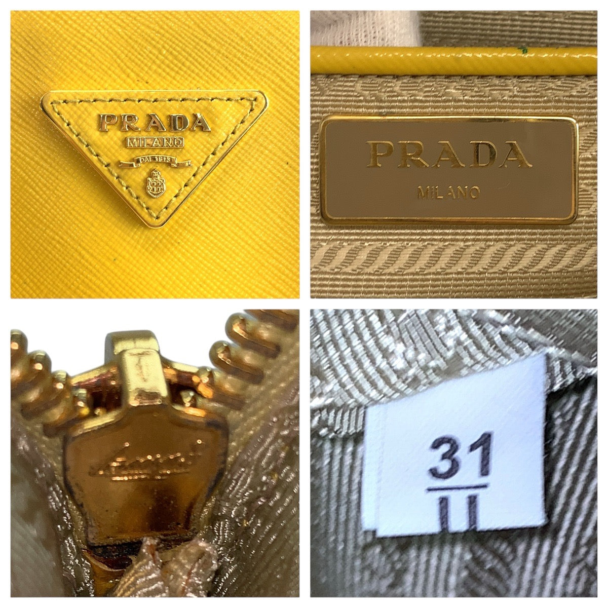 15239
PRADA プラダ サフィアーノ ガレリア イエロー ゴールド金具 レザー ハンドバッグ トートバッグ ショルダーバッグ 2way  レディース ABP52