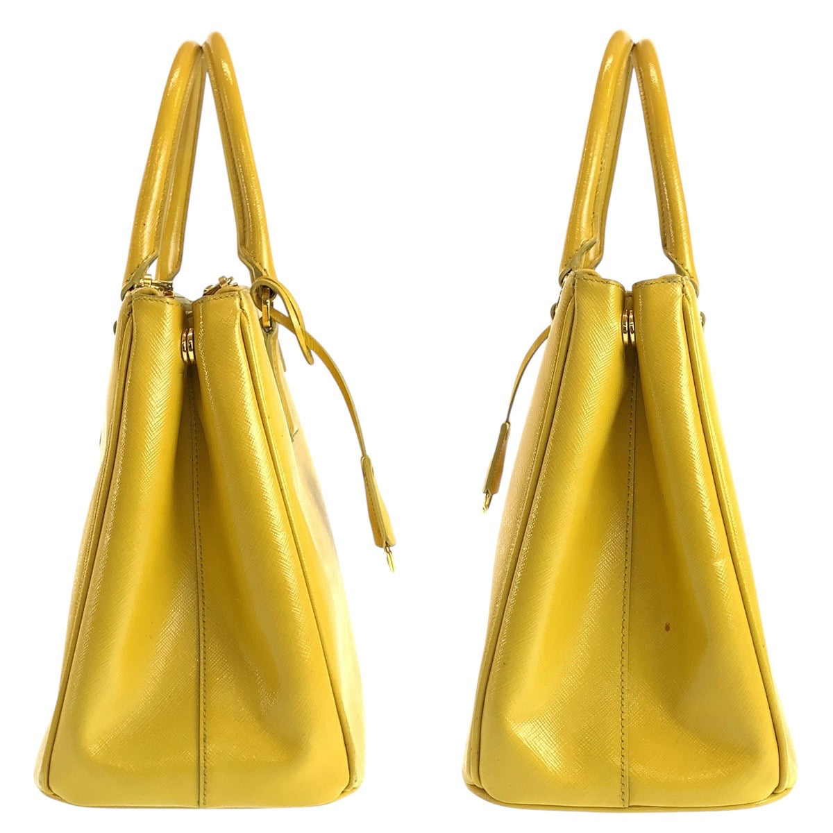 15239
PRADA プラダ サフィアーノ ガレリア イエロー ゴールド金具 レザー ハンドバッグ トートバッグ ショルダーバッグ 2way  レディース ABP52