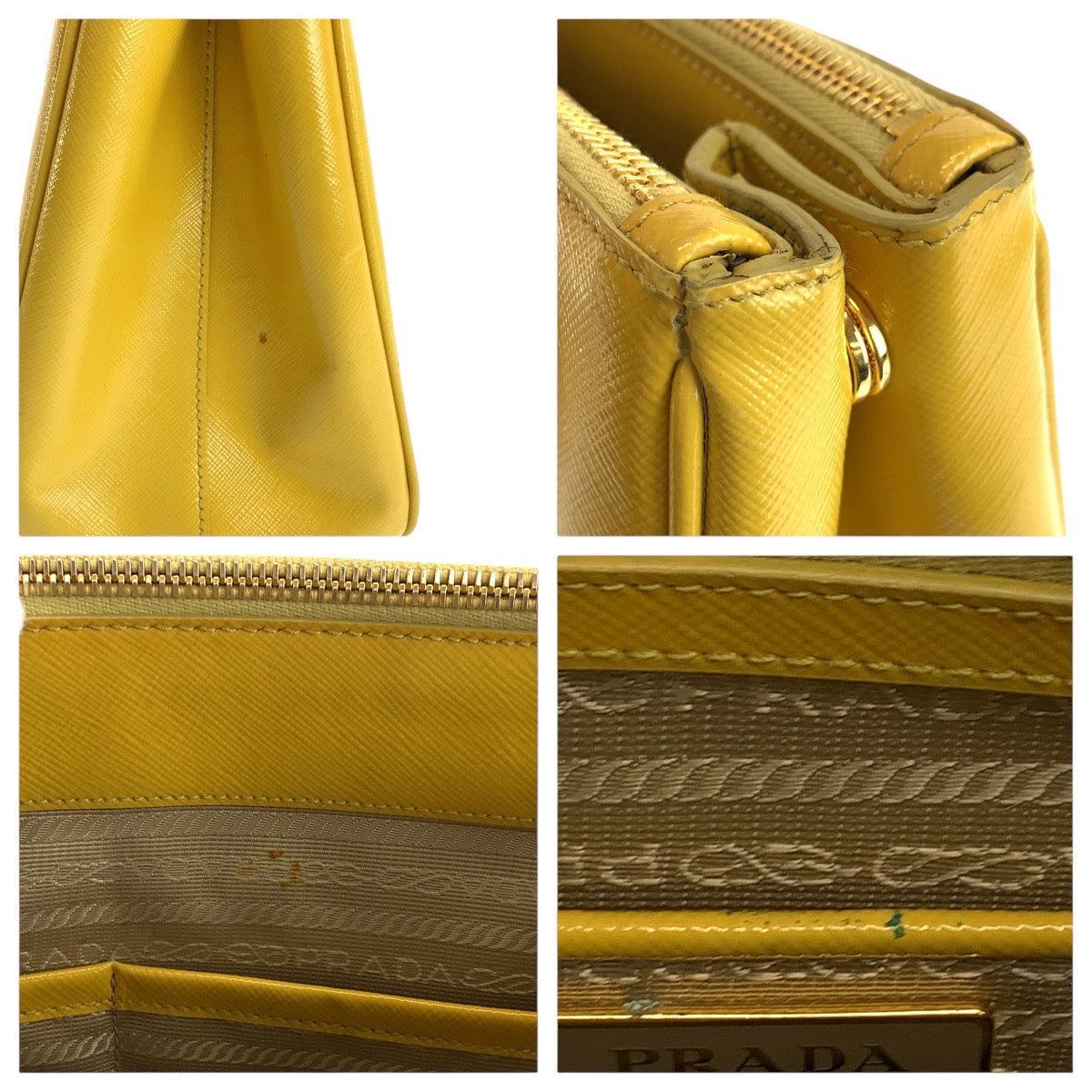 15239
PRADA プラダ サフィアーノ ガレリア イエロー ゴールド金具 レザー ハンドバッグ トートバッグ ショルダーバッグ 2way  レディース ABP52