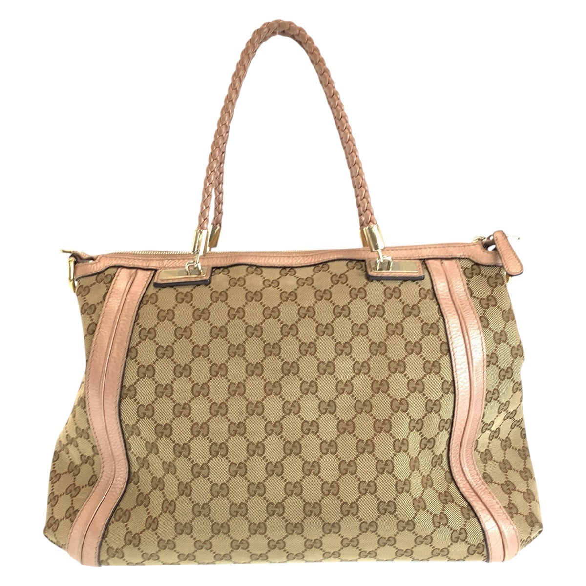 15241
GUCCI グッチ ベージュ ピンク ゴールド金具 GGキャンバス / レザー 259946 トートバッグ ショルダーバッグ  レディース
