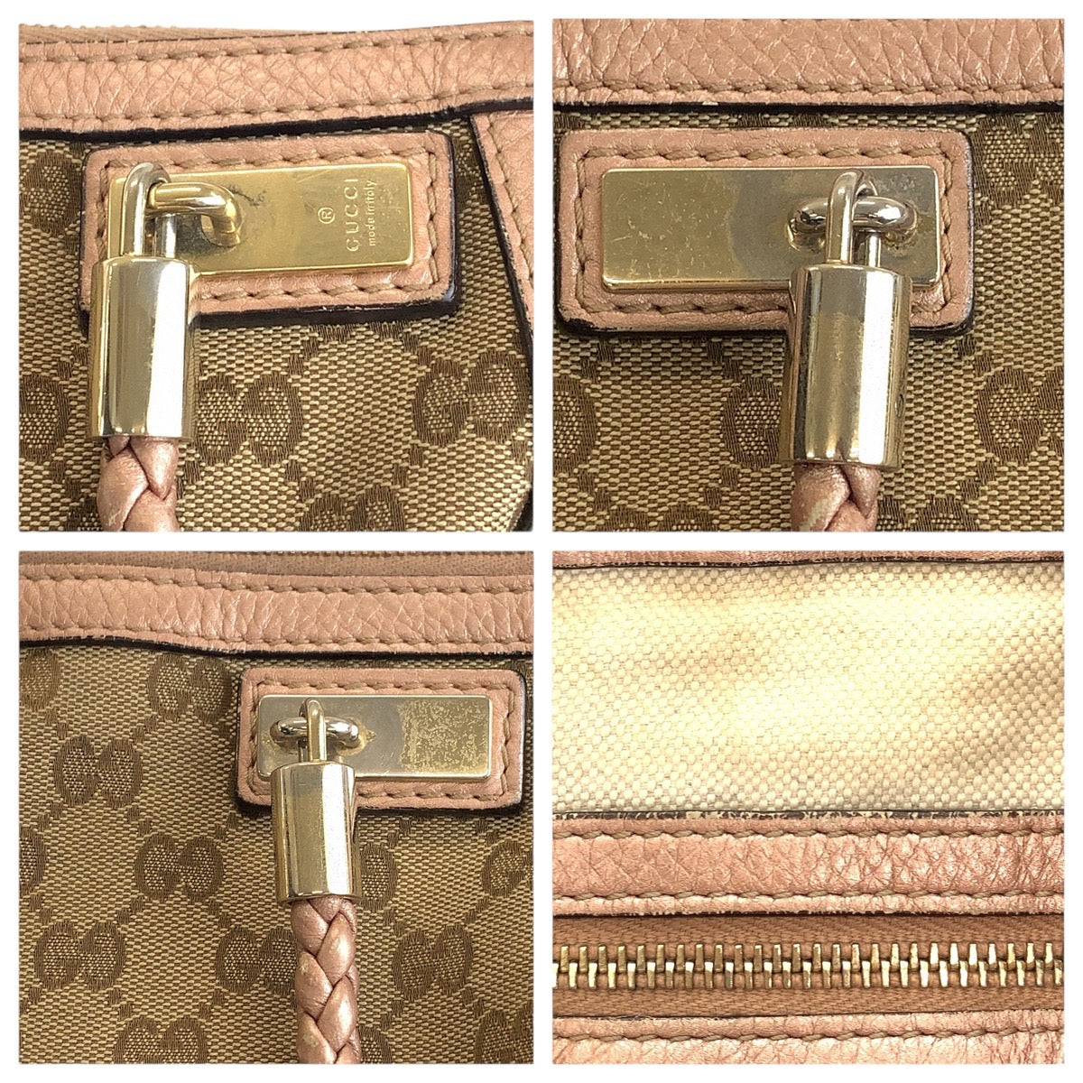 15241
GUCCI グッチ ベージュ ピンク ゴールド金具 GGキャンバス / レザー 259946 トートバッグ ショルダーバッグ  レディース