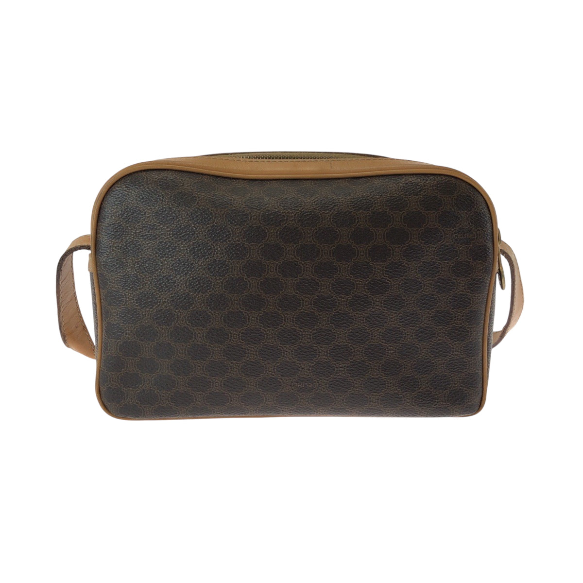 15242
CELINE セリーヌ ヴィンテージ マカダム柄 ブラウン ゴールド金具 PVC M13 ショルダーバッグ ポシェット  レディース ABP19