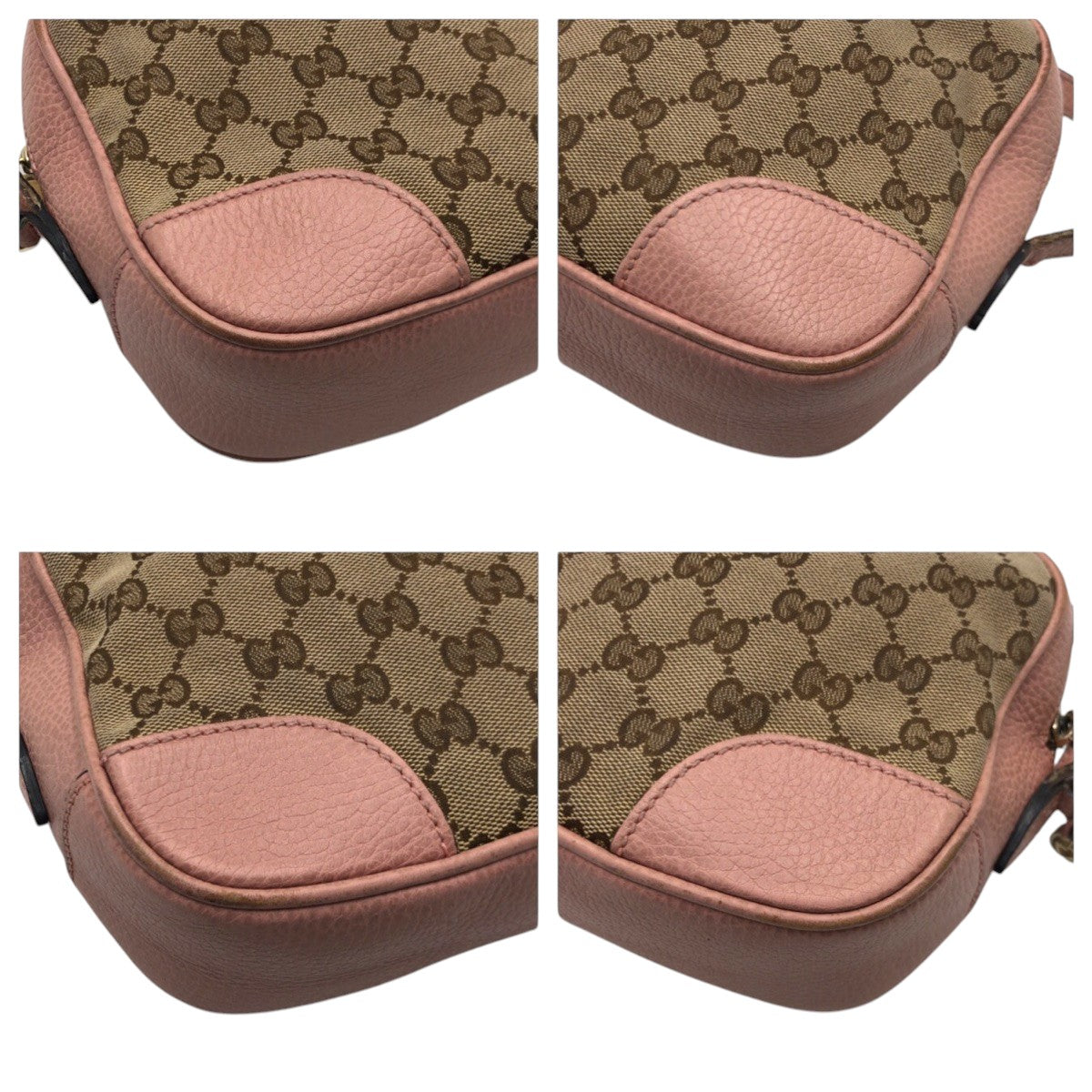 15245
GUCCI グッチ GG柄 ピンク ベージュ ブラウン GGキャンバス / レザー 449413 ショルダーバッグ ポシェット レディース AB