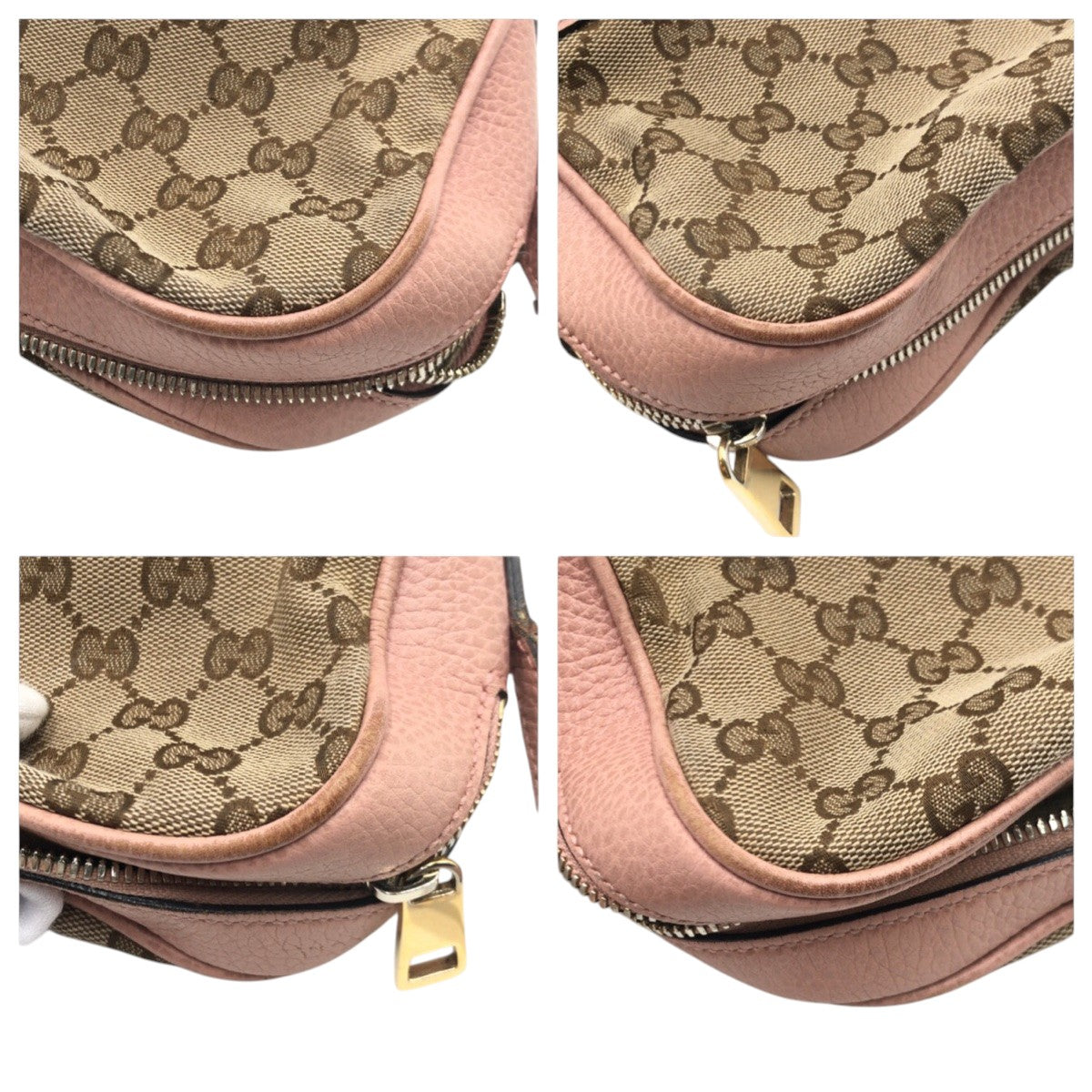 15245
GUCCI グッチ GG柄 ピンク ベージュ ブラウン GGキャンバス / レザー 449413 ショルダーバッグ ポシェット レディース AB