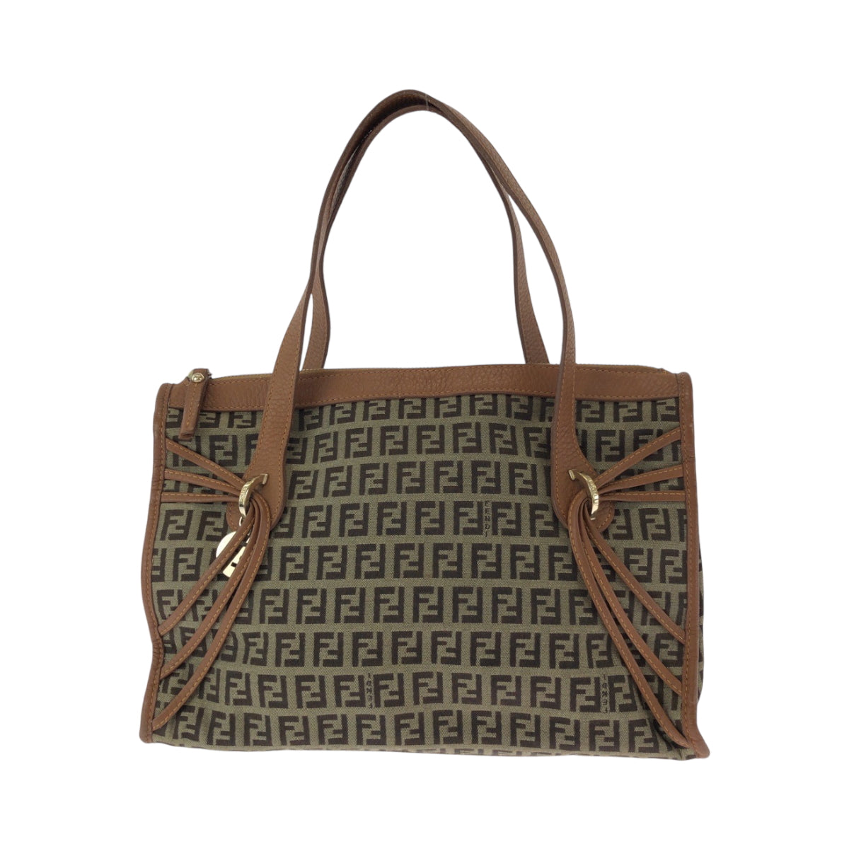 15246
FENDI フェンディ ズッキーノ ブラウン ゴールド金具 キャンバス / レザー 8BL070 トートバッグ ハンドバッグ  レディース ABP32