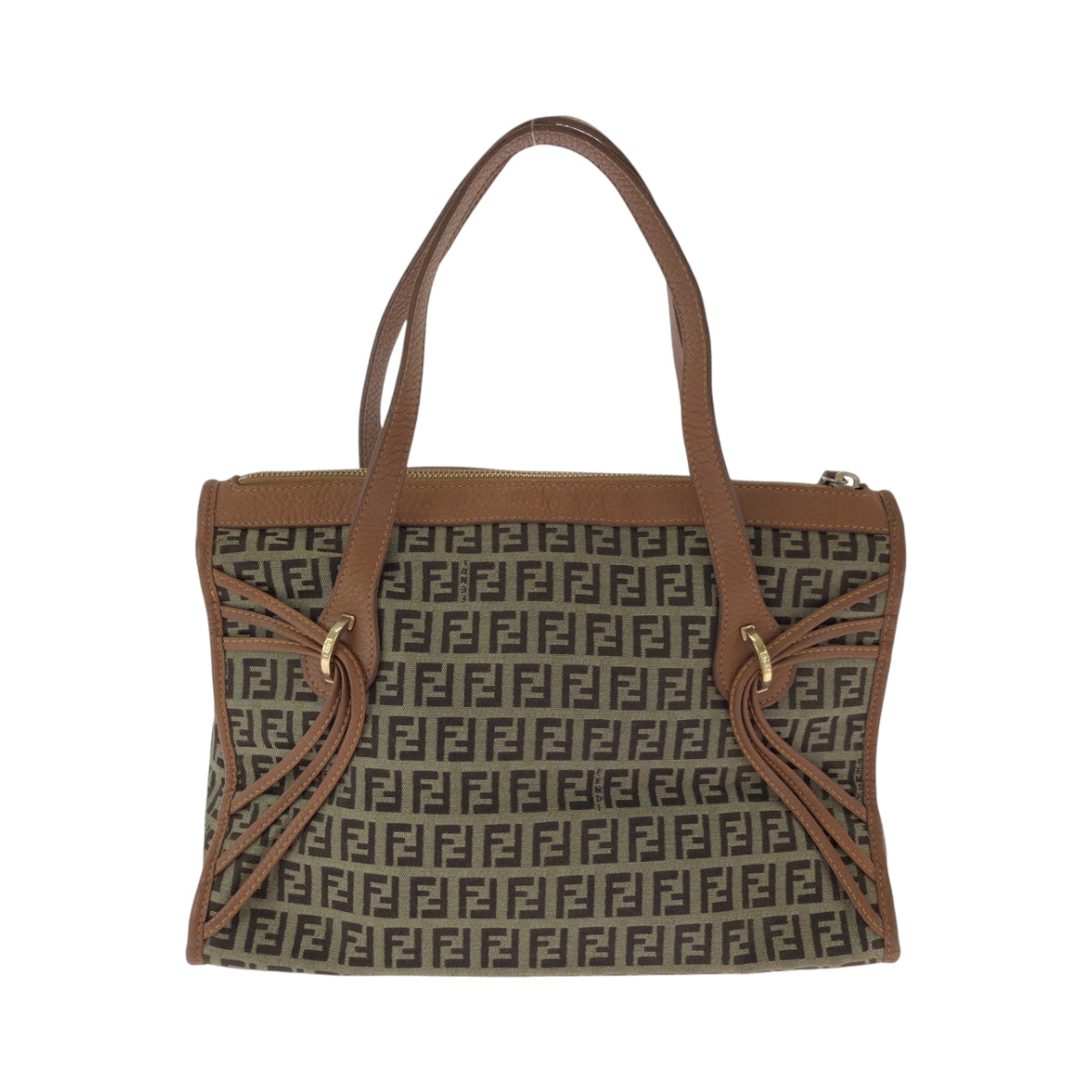 15246
FENDI フェンディ ズッキーノ ブラウン ゴールド金具 キャンバス / レザー 8BL070 トートバッグ ハンドバッグ  レディース ABP32