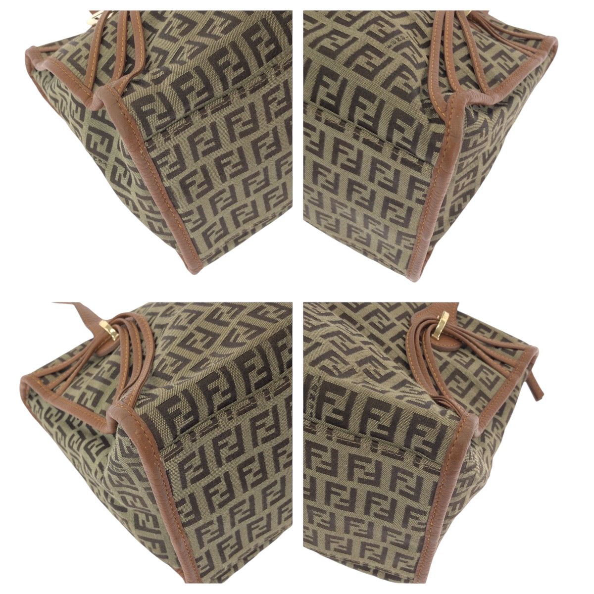 15246
FENDI フェンディ ズッキーノ ブラウン ゴールド金具 キャンバス / レザー 8BL070 トートバッグ ハンドバッグ  レディース ABP32