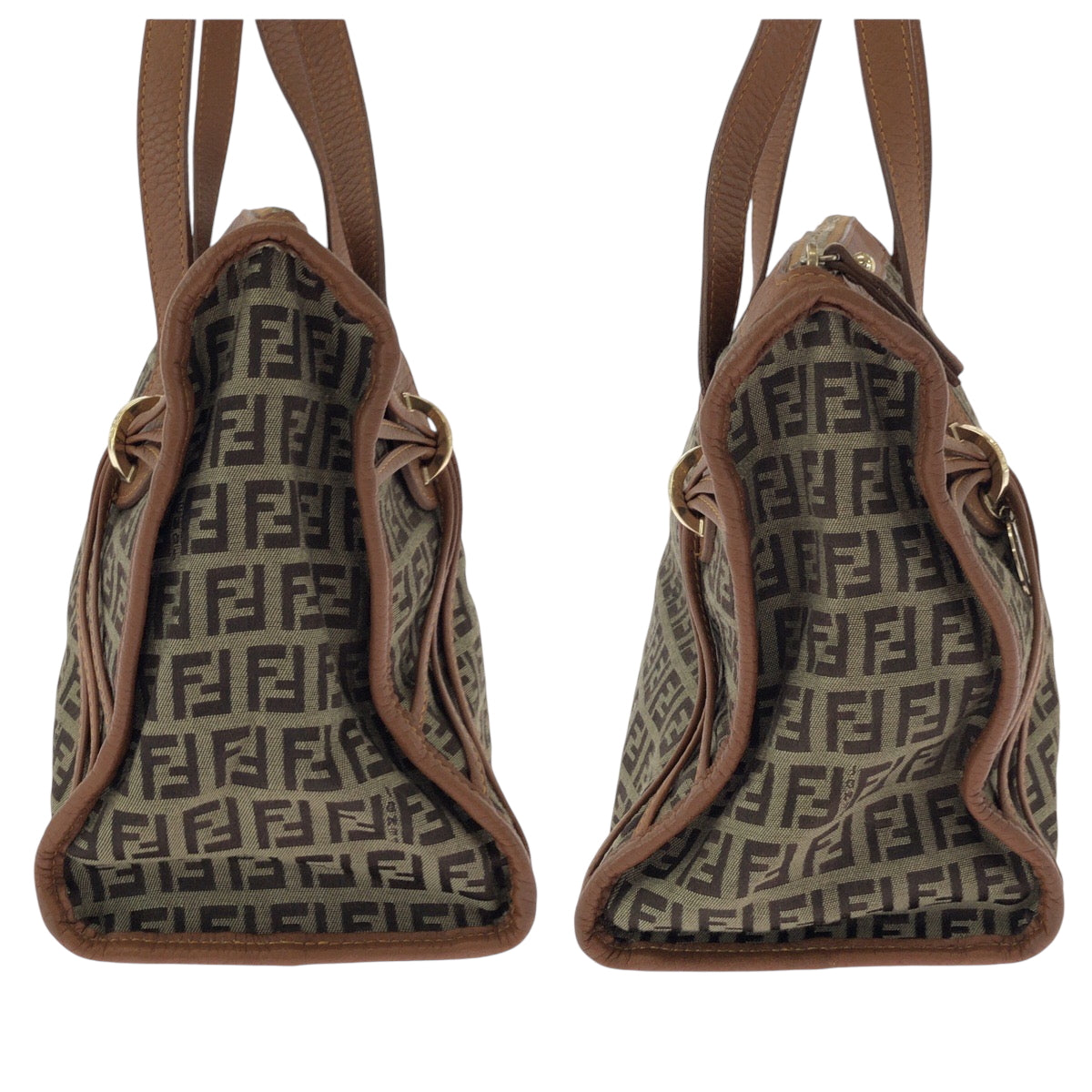 15246
FENDI フェンディ ズッキーノ ブラウン ゴールド金具 キャンバス / レザー 8BL070 トートバッグ ハンドバッグ  レディース ABP32