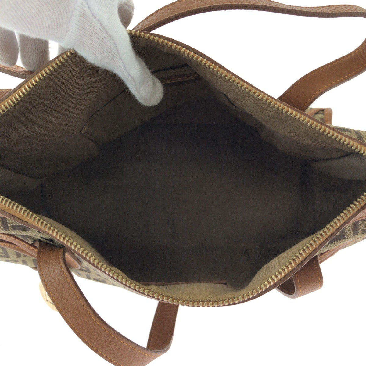 15246
FENDI フェンディ ズッキーノ ブラウン ゴールド金具 キャンバス / レザー 8BL070 トートバッグ ハンドバッグ  レディース ABP32