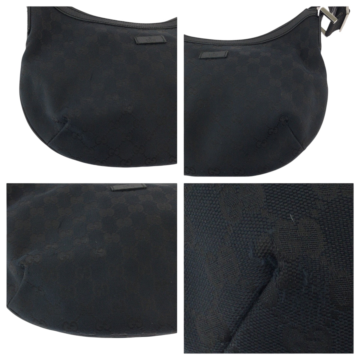 15248
GUCCI グッチ ブラック 黒 シルバー金具 GGキャンバス 131092 ショルダーバッグ ポシェット  レディース